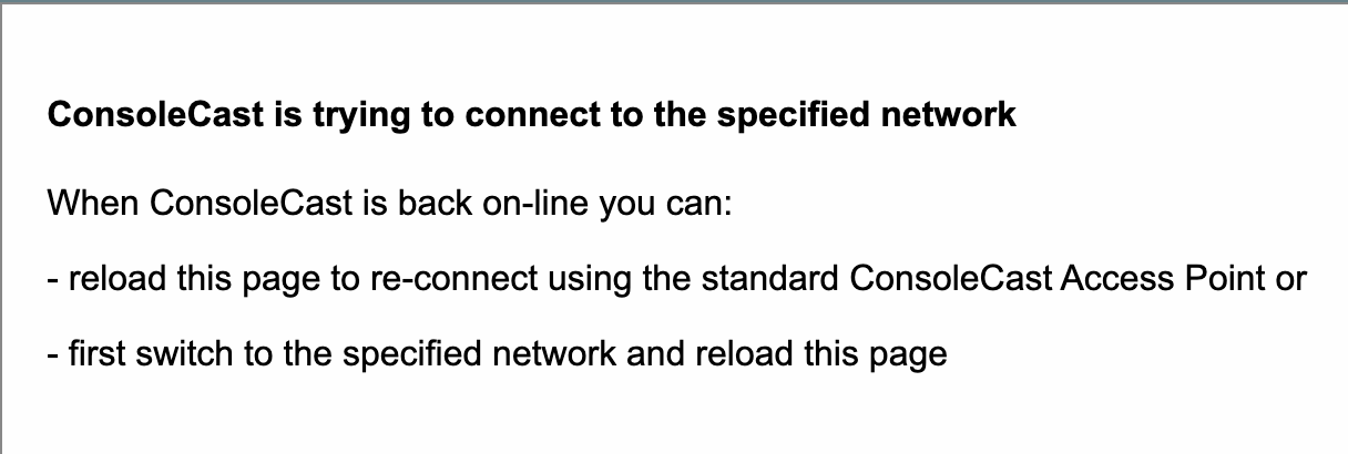 Reconnect Message